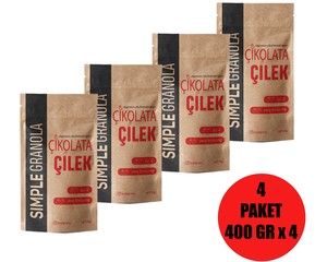 Simple Granola 4'lü Çilekli Çikolatalı Granola 400 gr. x 4