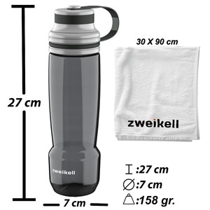  ZWEİKELL SPORT EFFORT BLACK HAVLU HEDIYELI BPA İÇERMEZ 650 ML TRİTAN SULUK