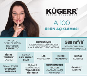  KÜGERR A100 60 CM BEYAZ SÜRGÜLÜ SESSİZ ASPİRATÖR