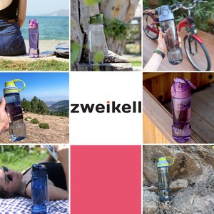  Zweikell Rosso Switch Turkis Bpa Içermez 650 ml Tritan Kırılmaz Suluk - Su Matarası - Yedek Kapak Hediyeli